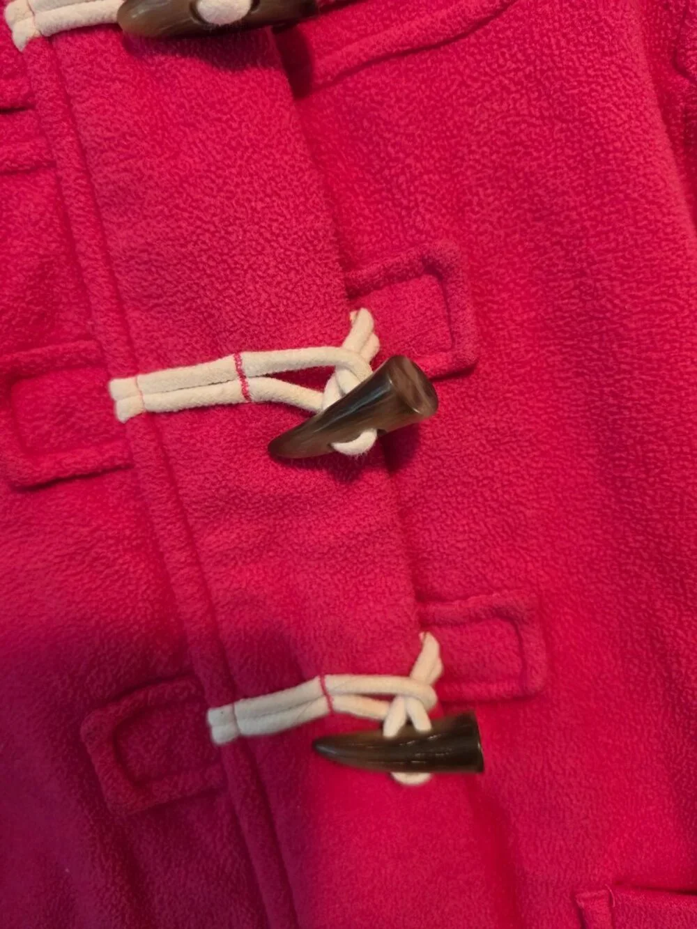 Old Navy Girls Hooded Fleece Toggle Coat Sherpa Lined Hot Pink Duffle Jacket S 6
